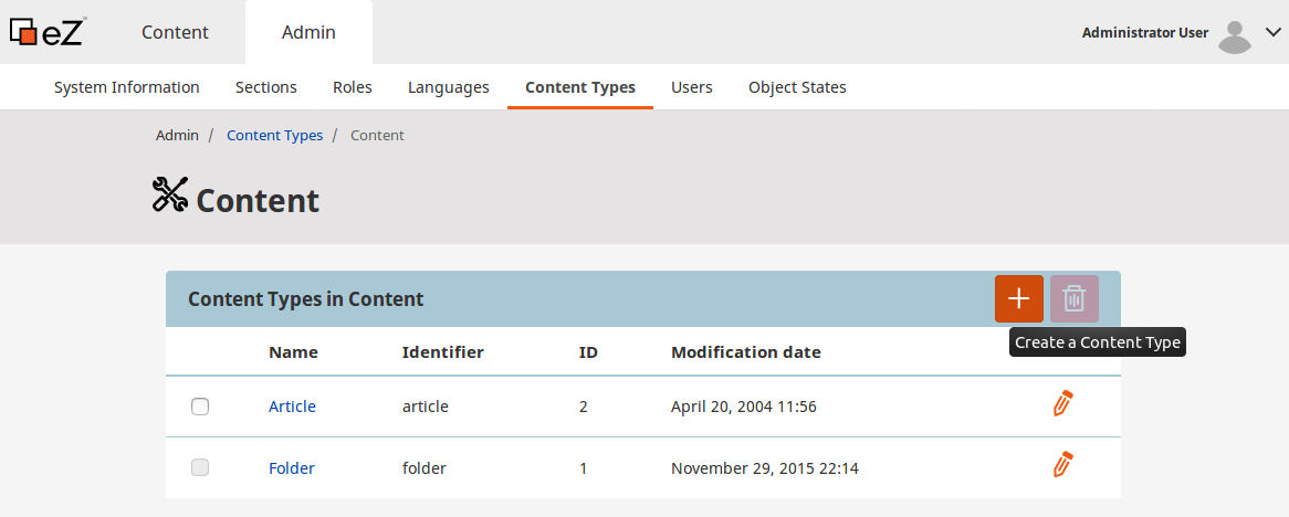 Creating a Content Type