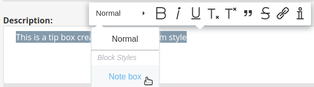 Adding a Note box custom style