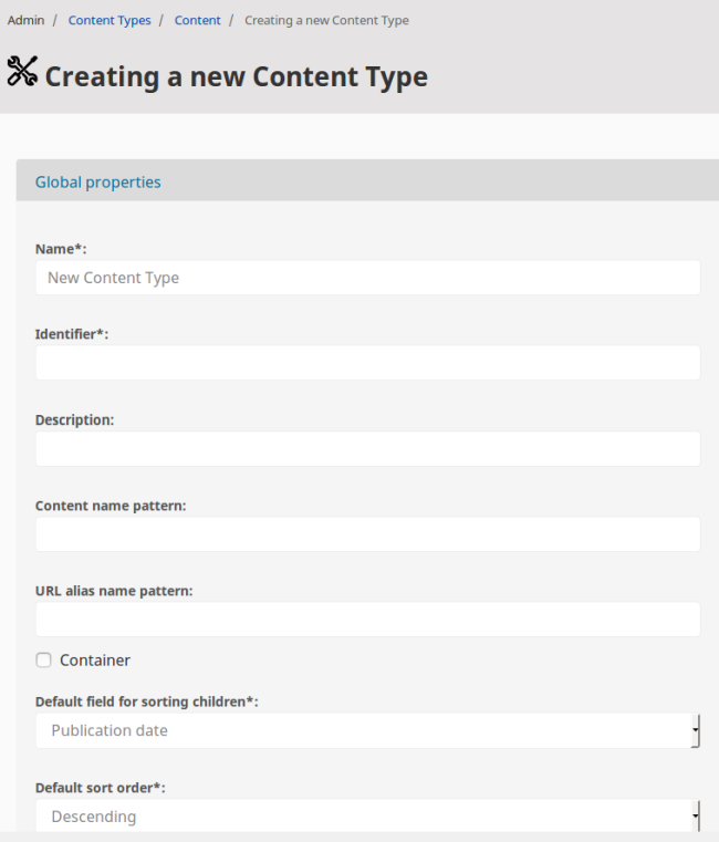 Creating a new Content Type