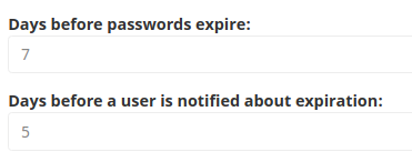 Password expiry settings