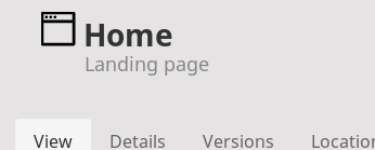 Home Content item is a Landing Page