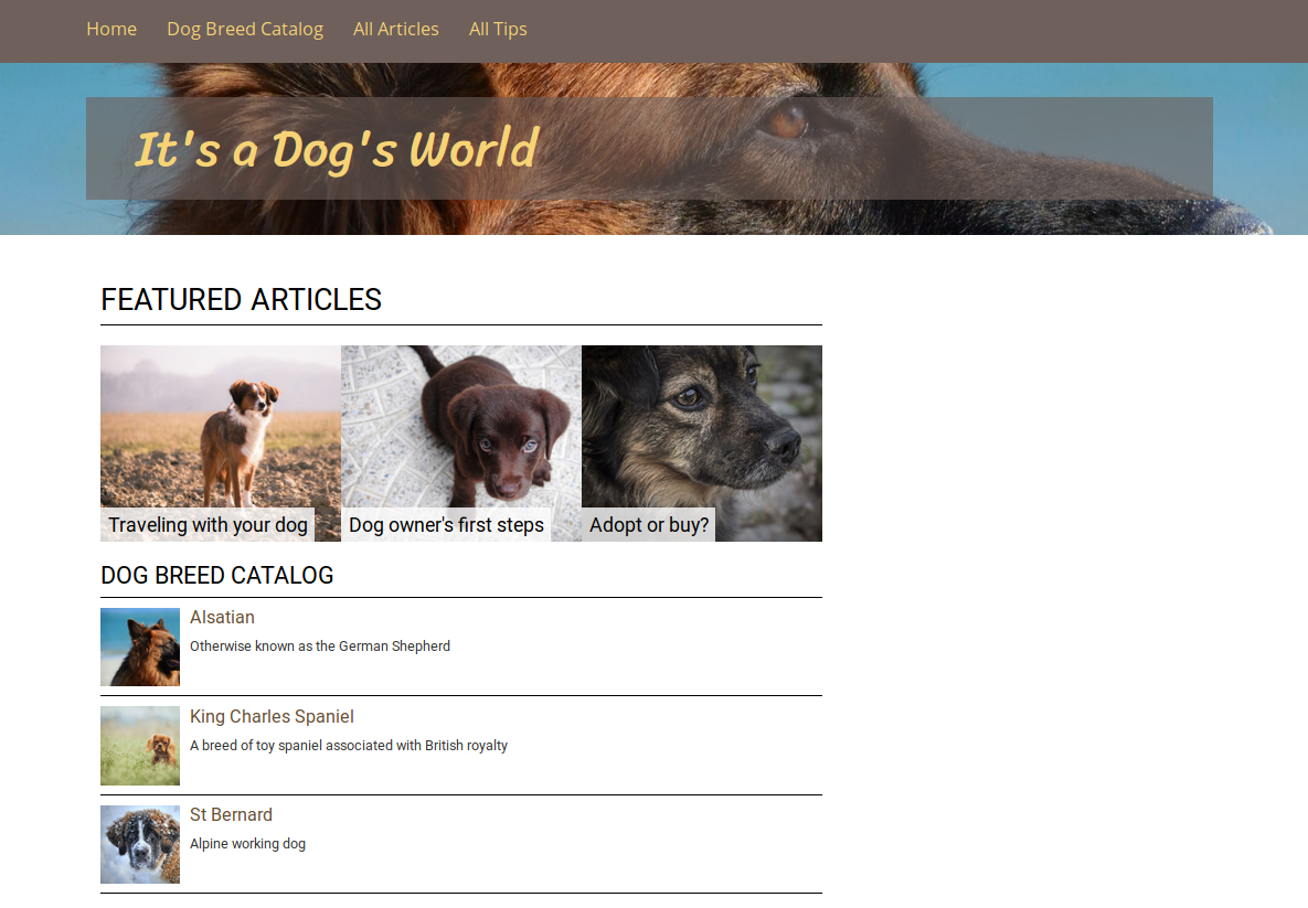 Front Page after adding Featured Block